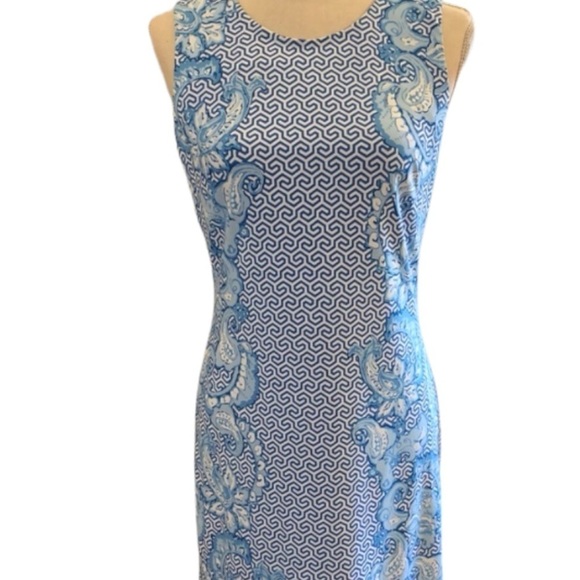J. McLaughlin Sophia Dress Sleeveless White Blue Size XS - Picture 2 of 12